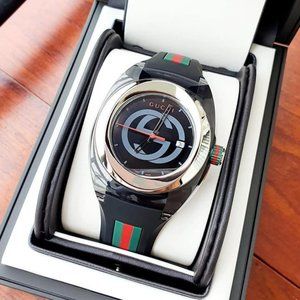 GUCCI MEN'S 46MM BLACK STEEL WATCH! NEW!